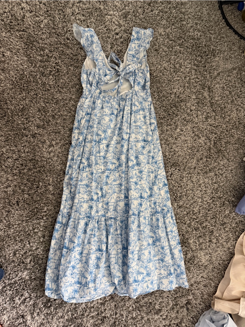 Skies Are Blue White and Blue Toile Maxi Dress - Picture 2 of 4